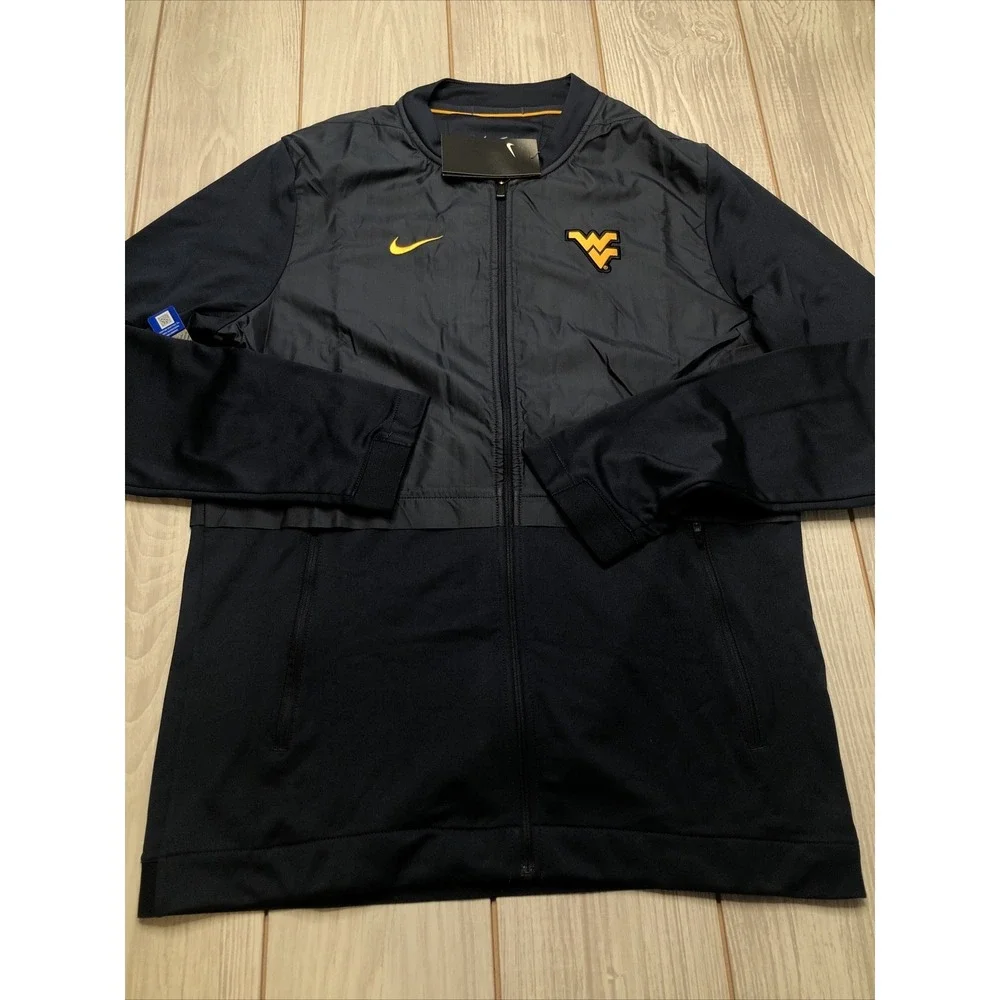 New Nike Mens West Virginia Mountaineers Hybrid‎ Jacket Shirt Size Medium Navy
